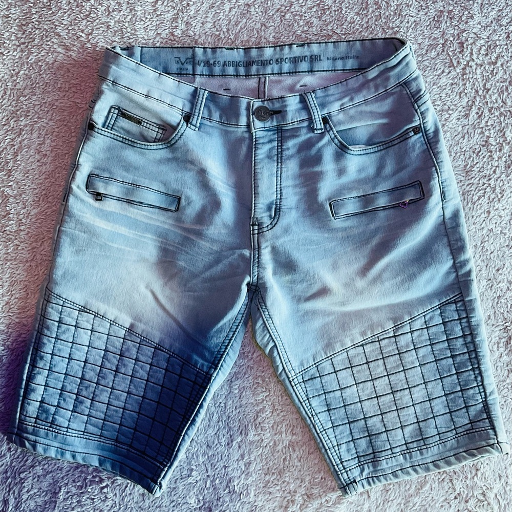 Stylish Blue Denim Men's Shorts Size 30